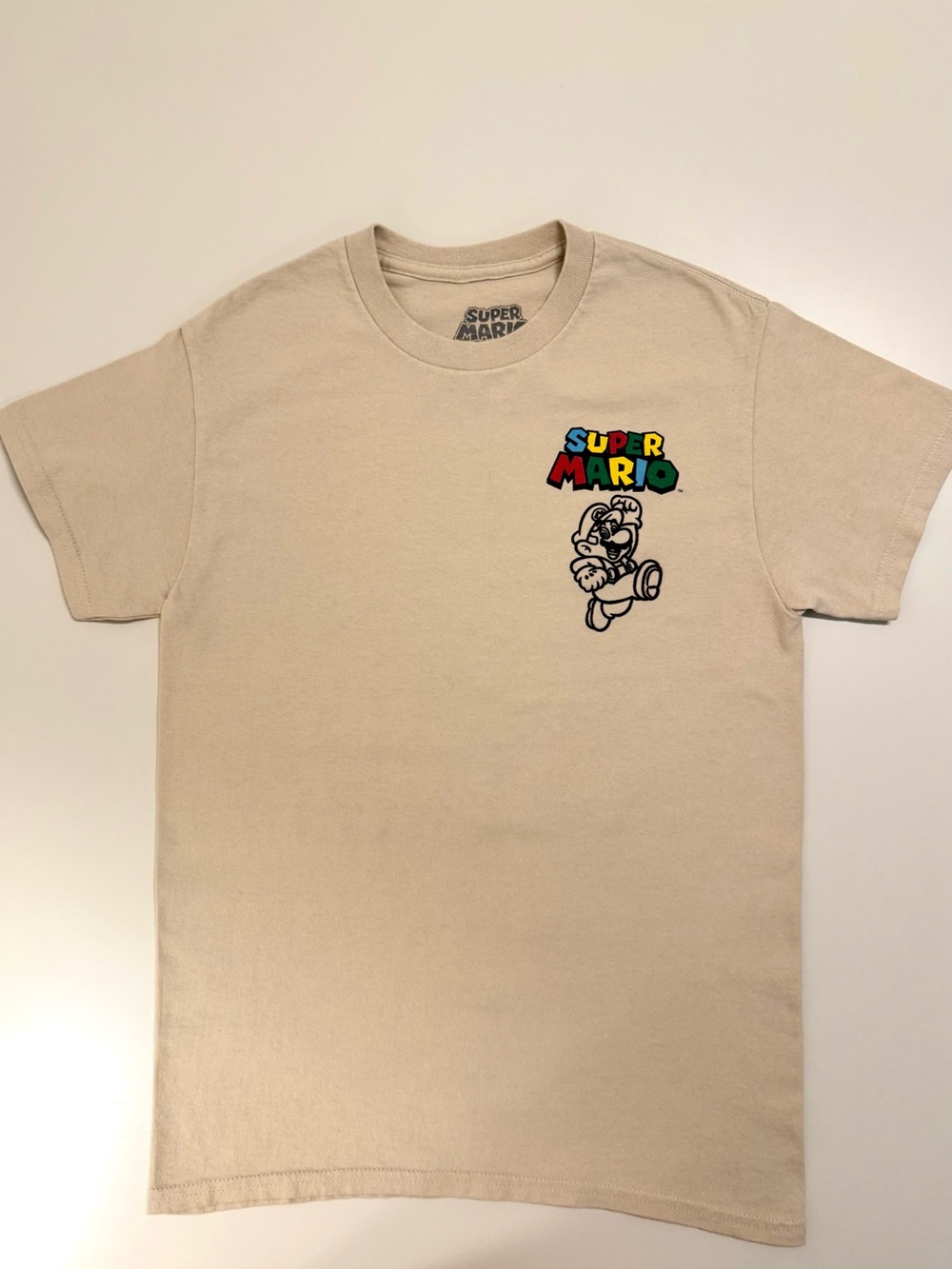 Official Super Mario Graphic T-Shirt Beige Size S Koopalings Back Print